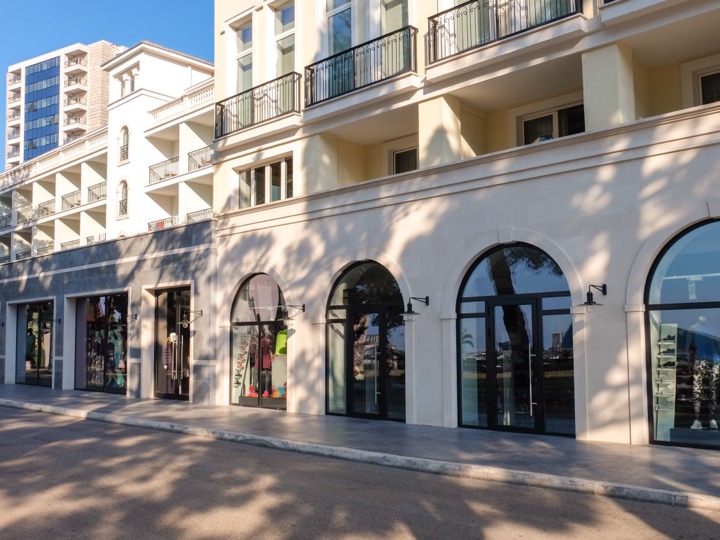 Storefronts on a shopping street