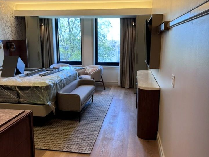 Hotel guest room in Valparaiso, Indiana, after our post construction cleaning